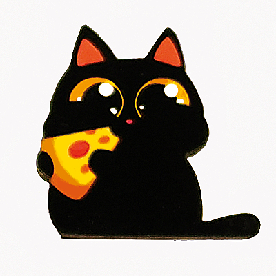 Значки - 47 Значок "Черный котик с пиццей"