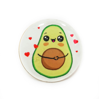 Значки - Значок металлический "Авокадо с сердечками"