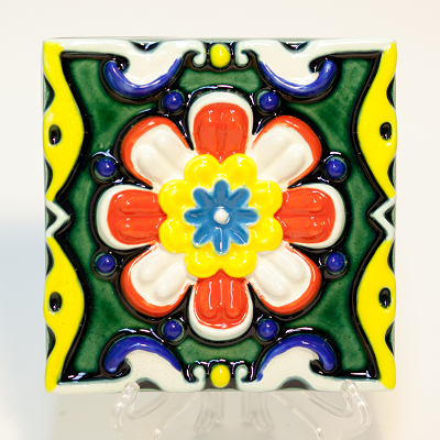 Изразцы многоцветные - Изразец цветок № 2 "Лотос" многоцветный