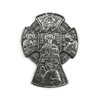 Новинки - Икона "Крест Новгородский" на магните серебро