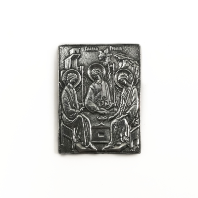 Новинки - Икона "Святая Троица" на магните серебро