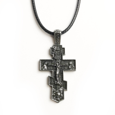 Иконы - Крест "Нательный крест" на шнурке И8 серебро