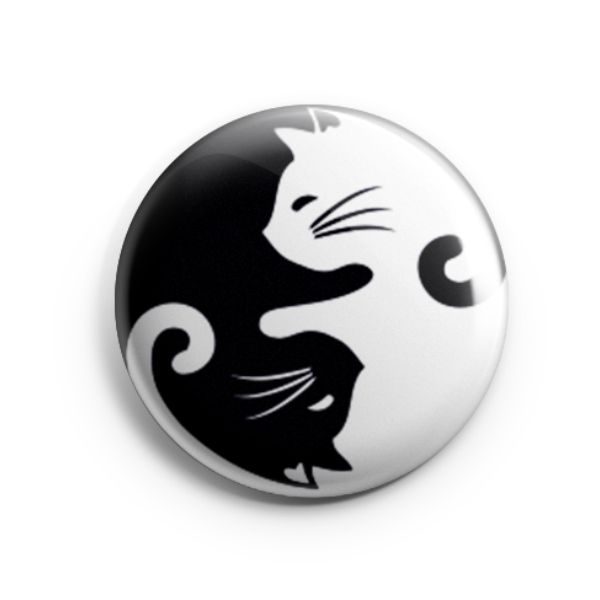 Значки - Значок металлический Черно-белые коты