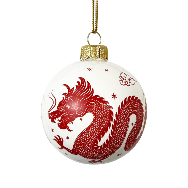 ❄ Новый Год ❄ - Шар новогодний белый Красный дракон