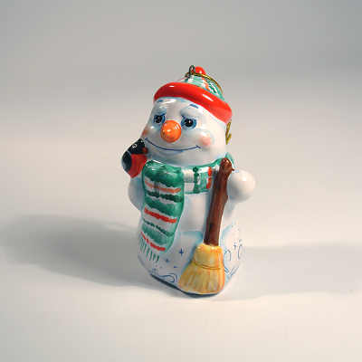 Ёлочные украшения - Снеговик со снегирем