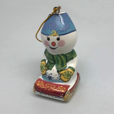 ❄ Новый Год ❄ - Игрушка ёлочная "Снеговик на санях голубое ведро"
